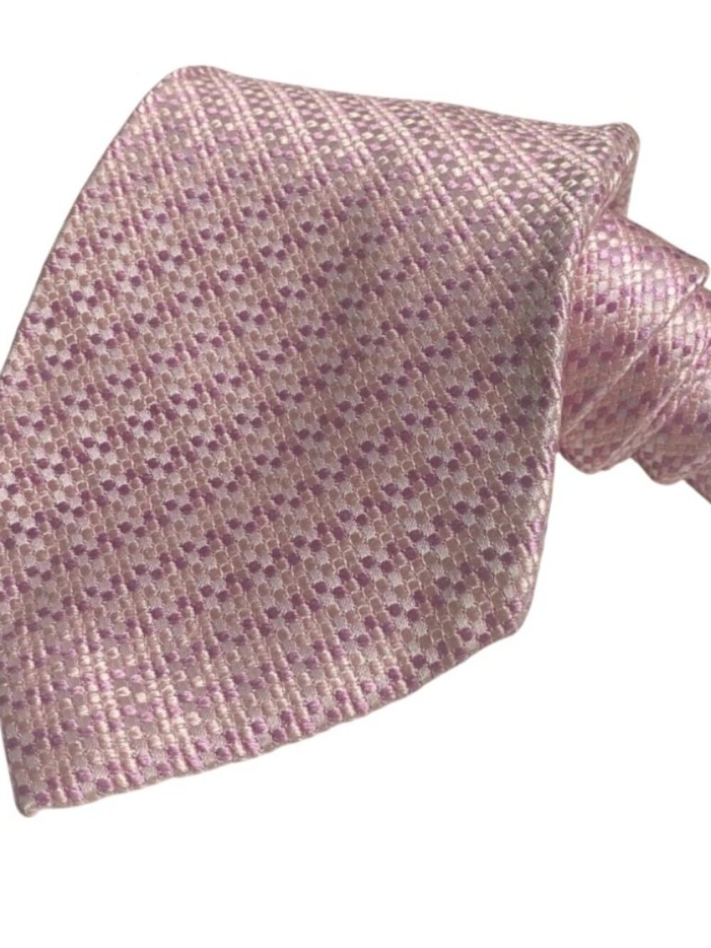 Salvatore Ferragamo Made in Italy 100% Silk Pink Checkered Mens Neck Tie